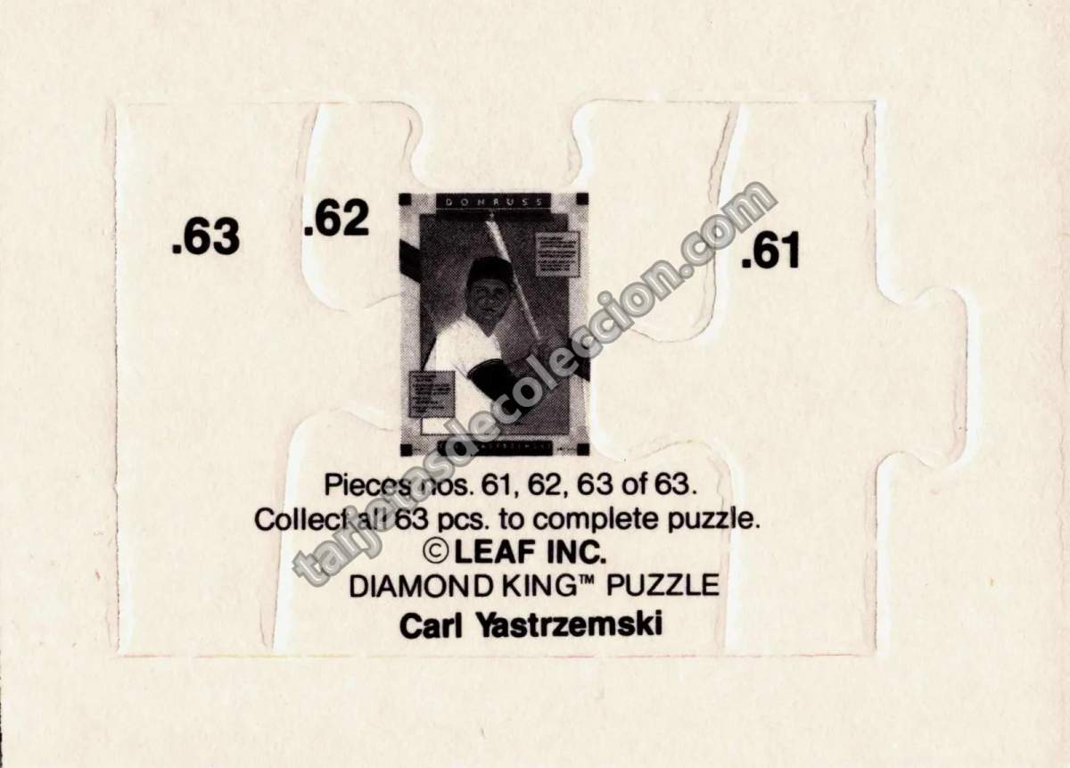1984 Donruss Diamond Kings Puzzle Carl Yastrzemski #61-63