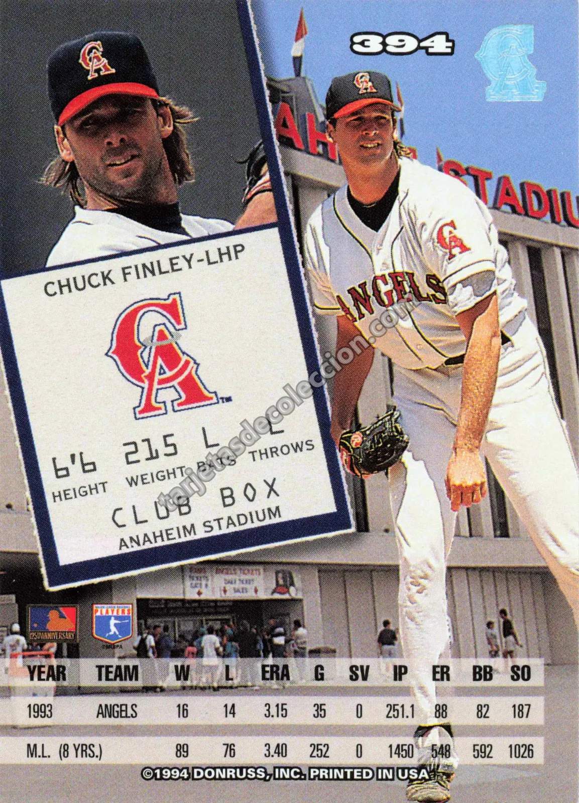 1994 Donruss Chuck Finley #394