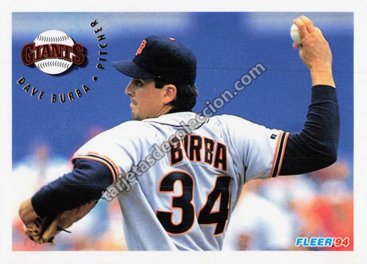1994 Fleer Dave Burba #34 (San Francisco Giants)