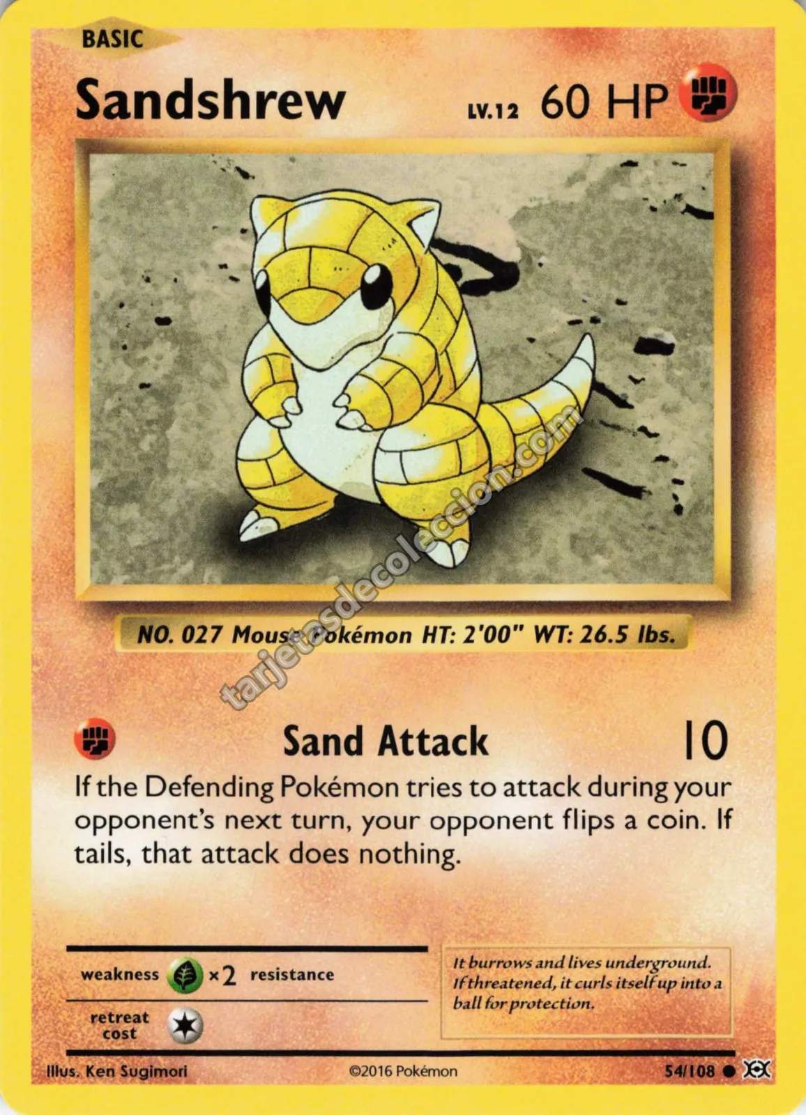 2016 Pokémon XY Evolutions Sandshrew #54