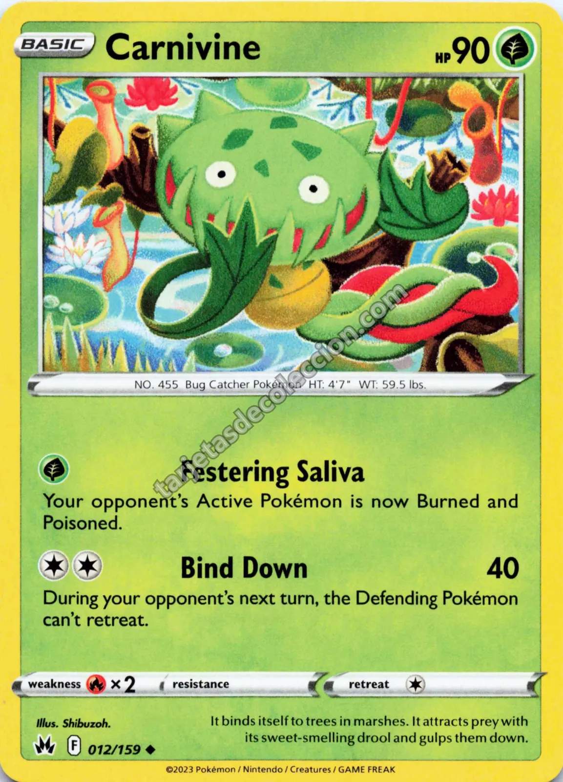 2023 Pokémon TCG Scarlet & Violet: Paldean Fates Carnivine #012 (Variante)
