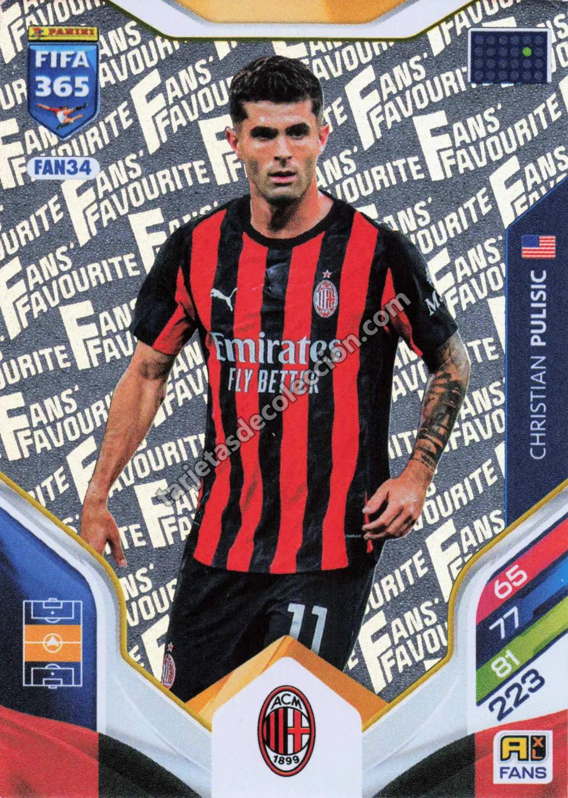 Christian Pulisic Panini FIFA 365 Adrenalyn XL #FAN34