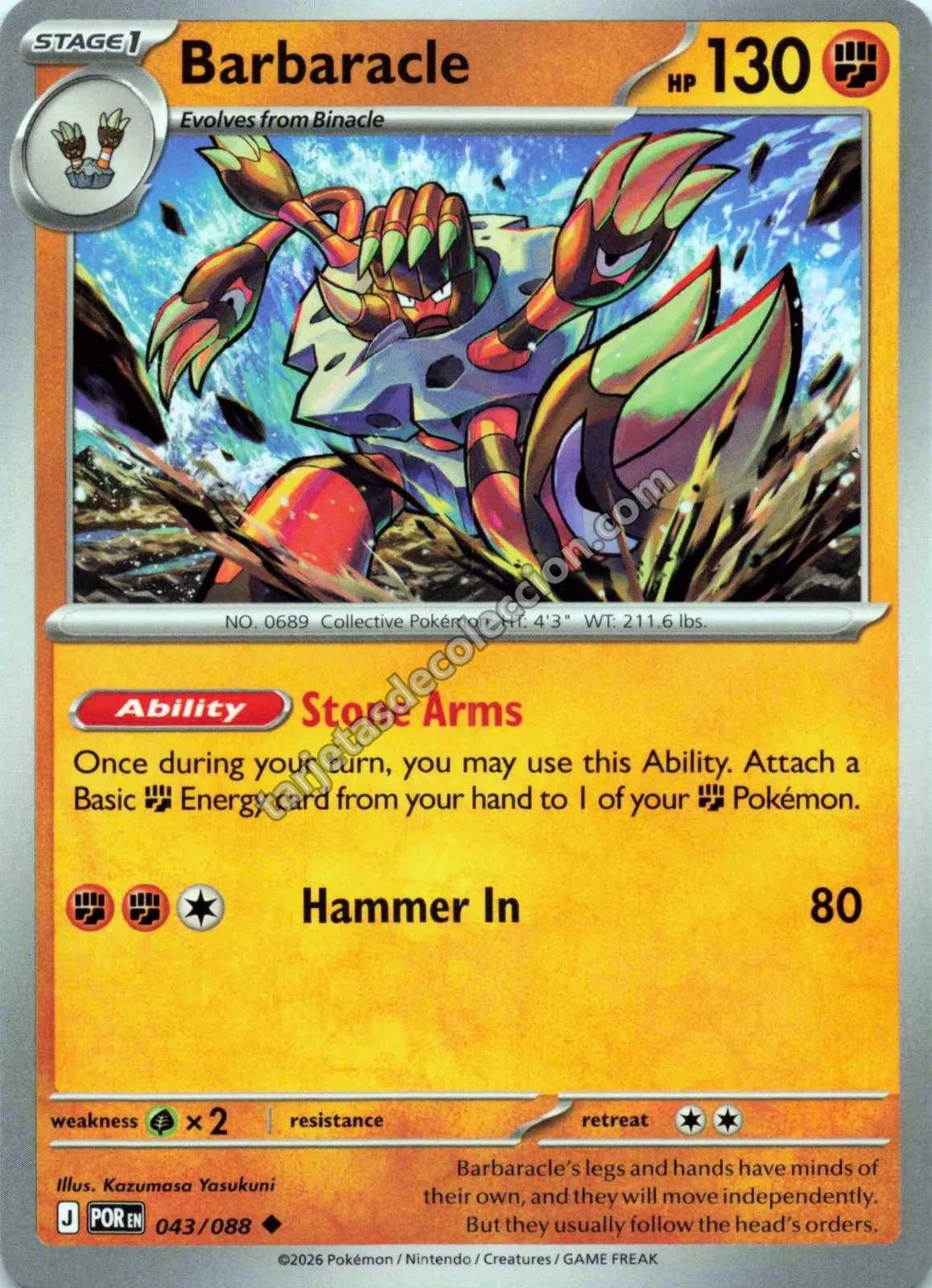 Pokémon TCG - Barbaracle 043/088 Reverse Holo (Stage 1)
