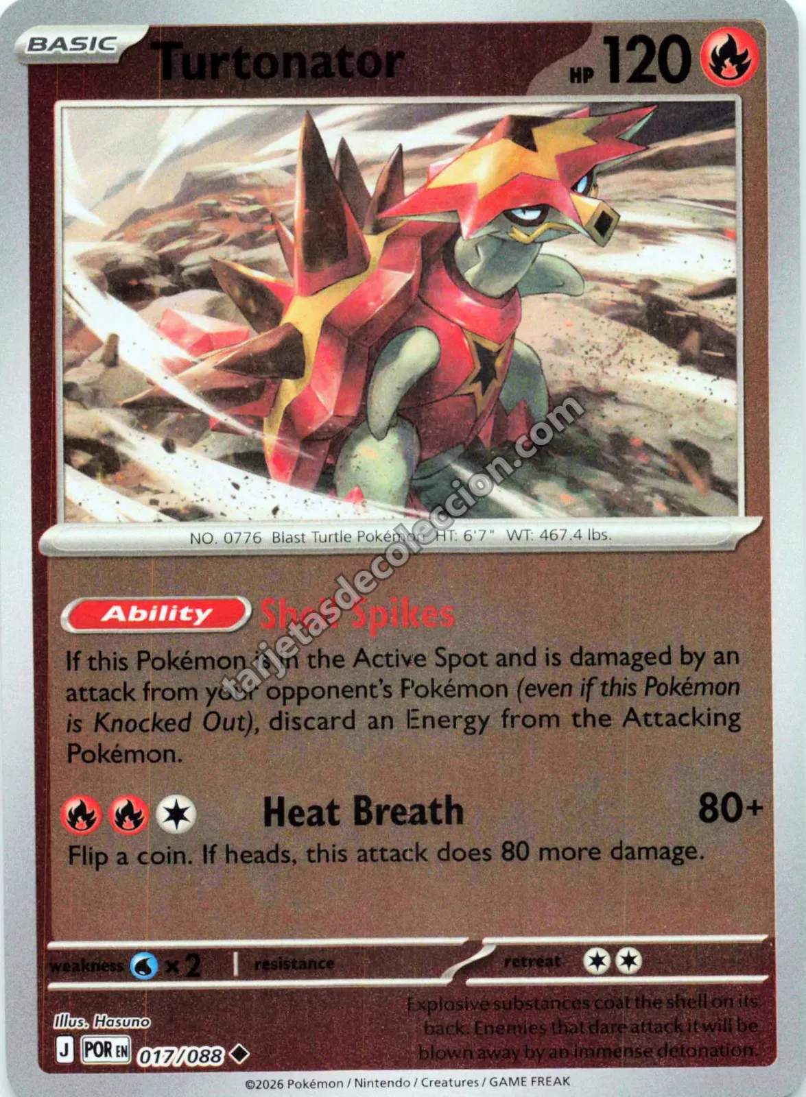Pokémon TCG - Turtonator 017/088 Reverse Holo (Basic)