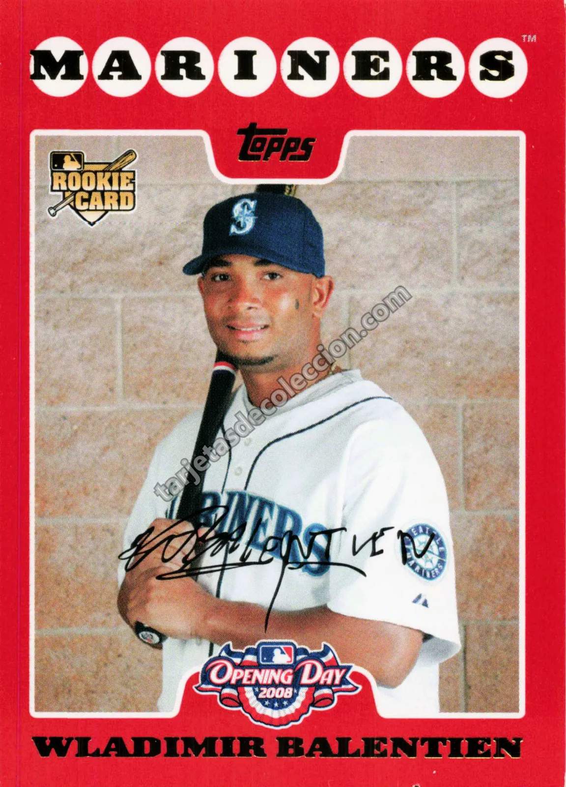 Wladimir Balentien - Topps Opening Day 2008 #197 (Rookie Card, autografiada)