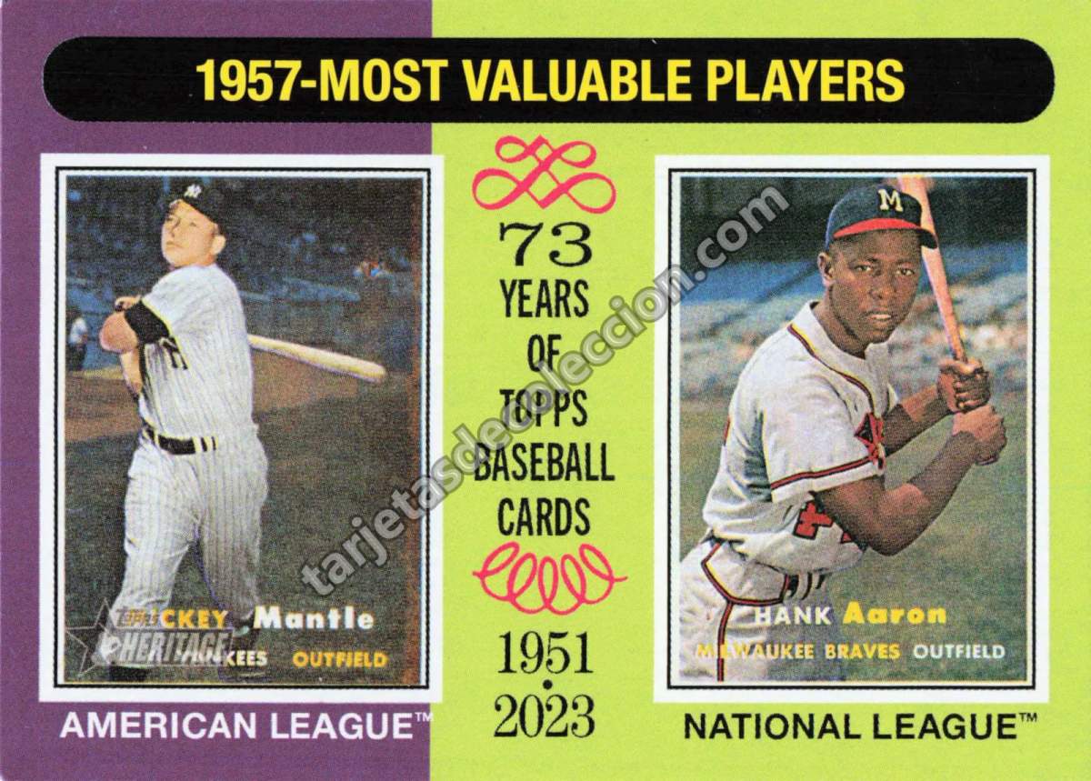 2024 Topps Heritage 1957 Most Valuable Players Mickey Mantle & Hank Aaron #190
